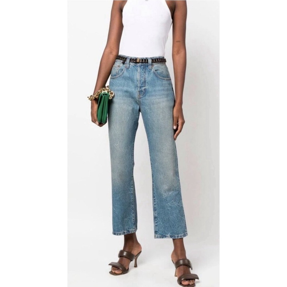 Victoria Beckham 'Victoria' Straight Leg Ankle Jeans Mid Rise Blue Worn Wash 29